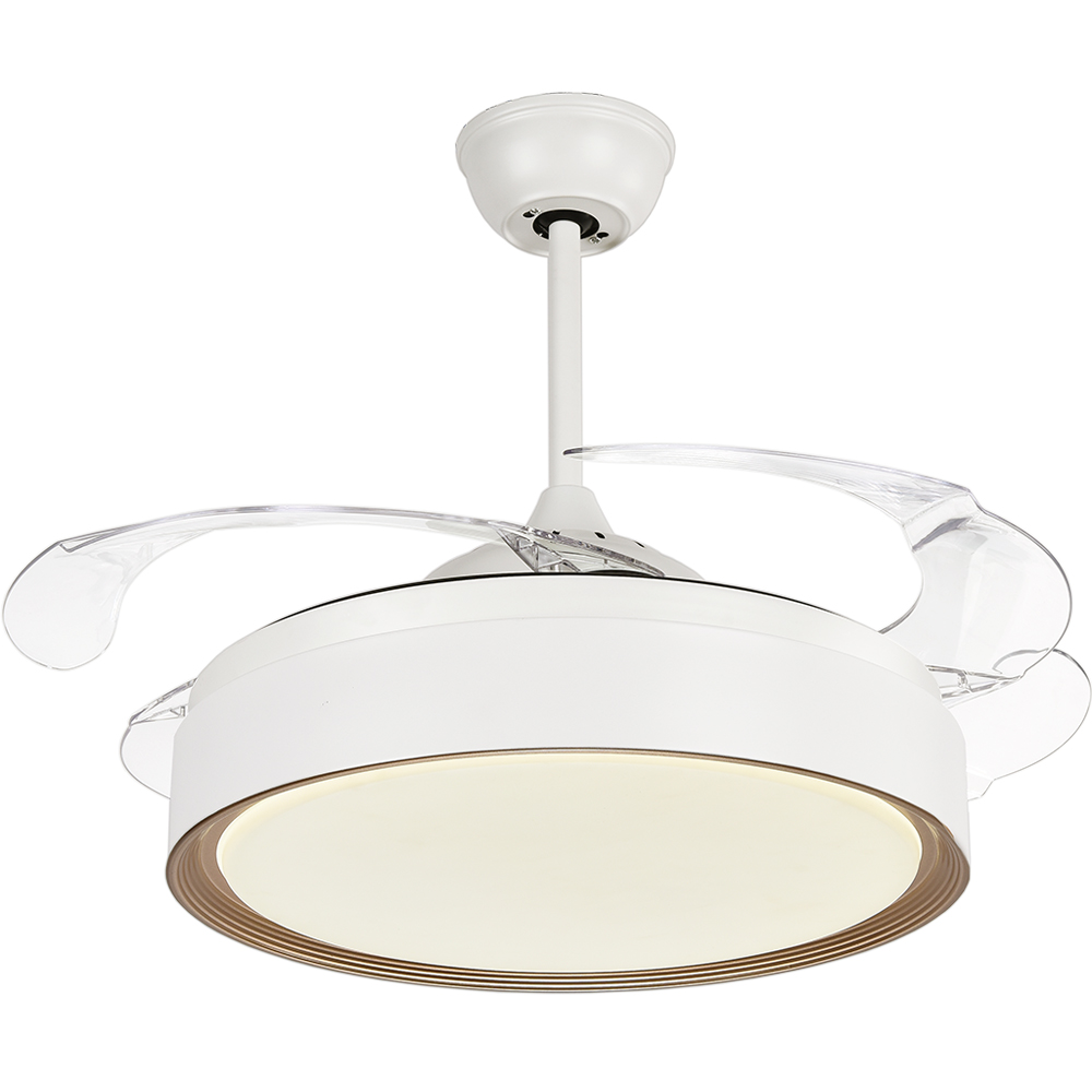BL-2114 42"/48" 4 pcs PC White Modern Ceiling Fan With Led Light Retractable