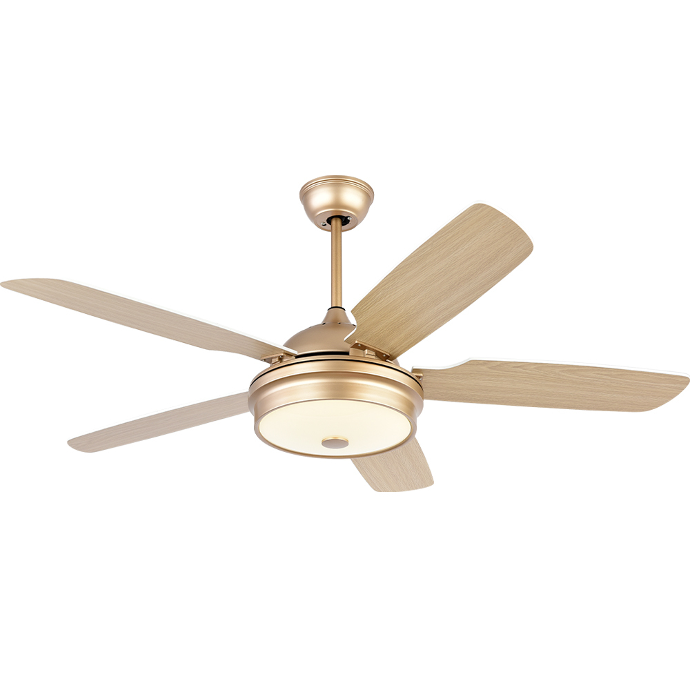 BL-2119 52" 5 pcs Composite Board Gold Ceiling Fan With Lights Remote Control