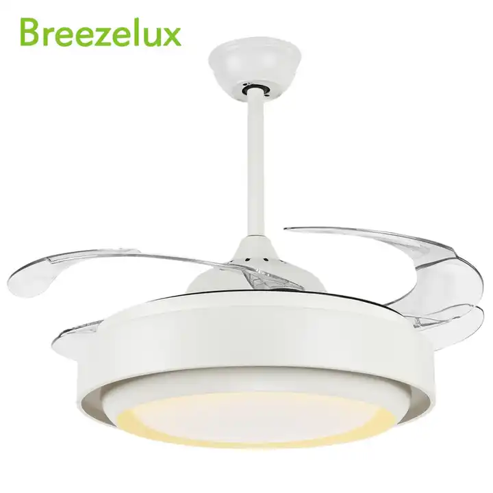 BL-2132 42"/48" 4 pcs PC White Retractable Ceiling Fan With Light