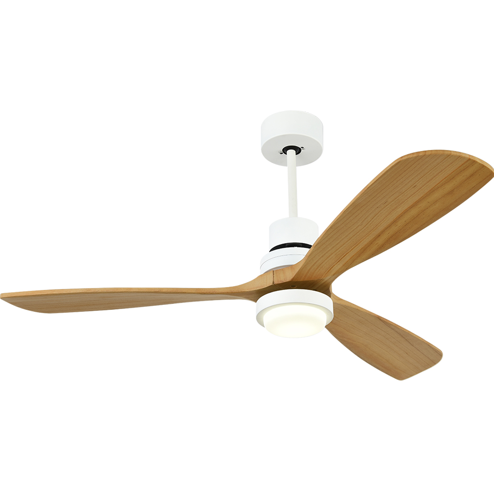 BL-2164 52" 3 Pcs Solid Wood Light Wood Grain Led Ceiling Fan With Lights Remote Control