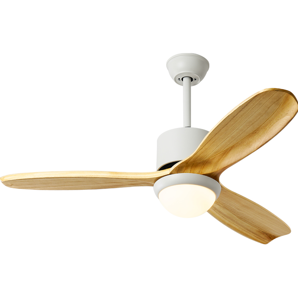 BL-2165 48" 3 Pcs Solid Wood Light Wood Grain New Nordic Minimalist Ceiling Fans With Lights