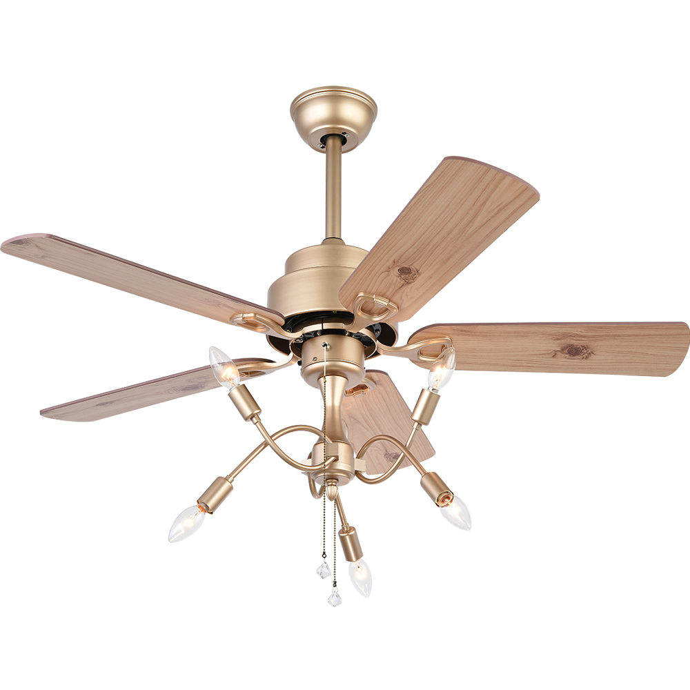 BL-2168 48" 5 Pcs Composite Board Gold Lowes Ceiling Fans With Remote Control And Light