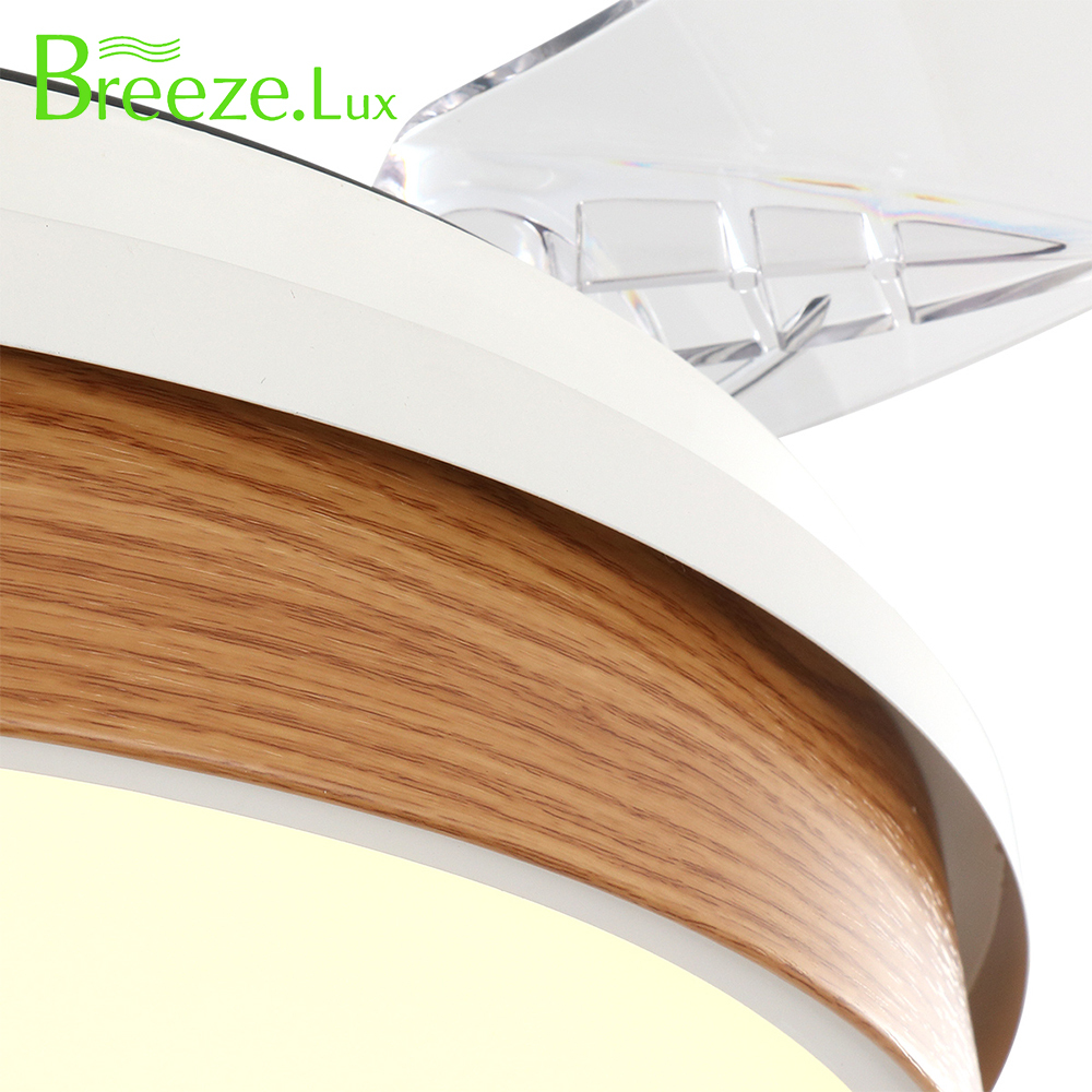 BL-2212 42"/48" 4 Pcs Pc White+Wood Grain Modern Ceiling Fan With Led Light Retractable