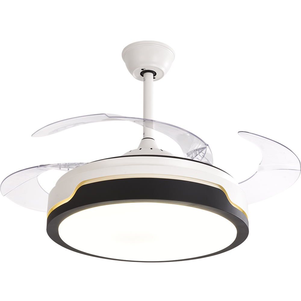 BL-2235 42"/48" 4 Pcs Pc White+Black Sitting Room Ceiling Fan With Light Modern