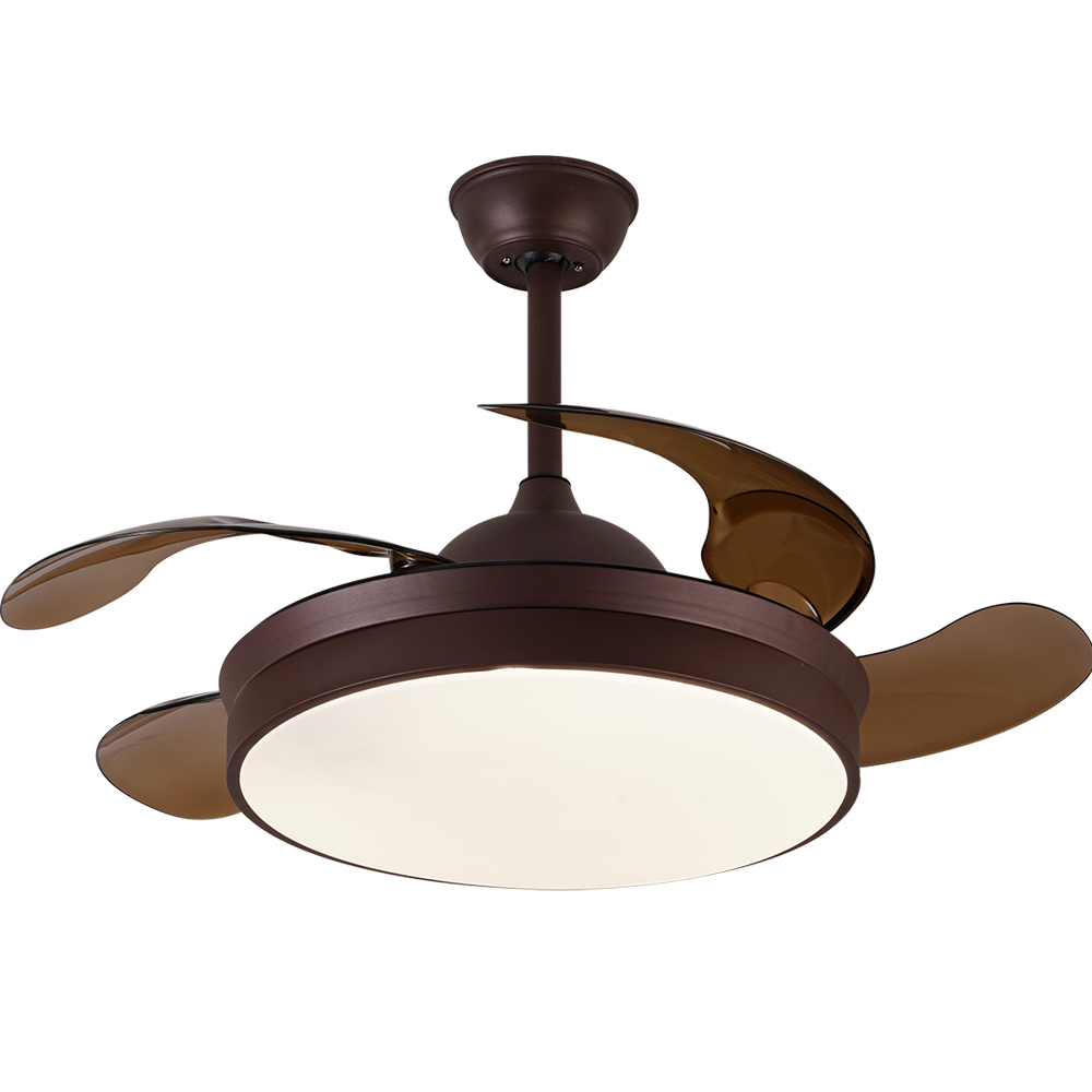 BL-2410 42"/48" 4 Pcs Pc Coffee Retractable Blade Ceiling Fan With Light