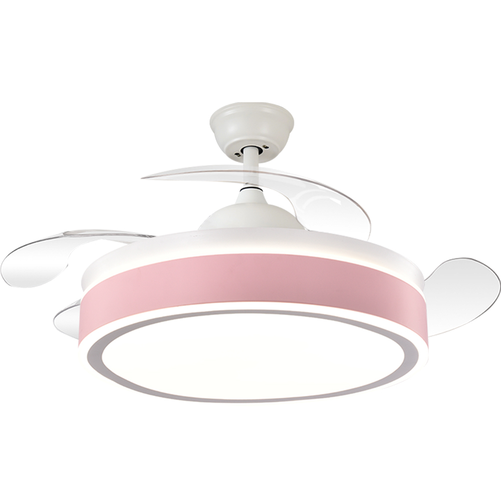 BL-2450 42"/48" 4 Pcs Pc White+Pink Grain Led Ceiling Fan With Lights Remote Control