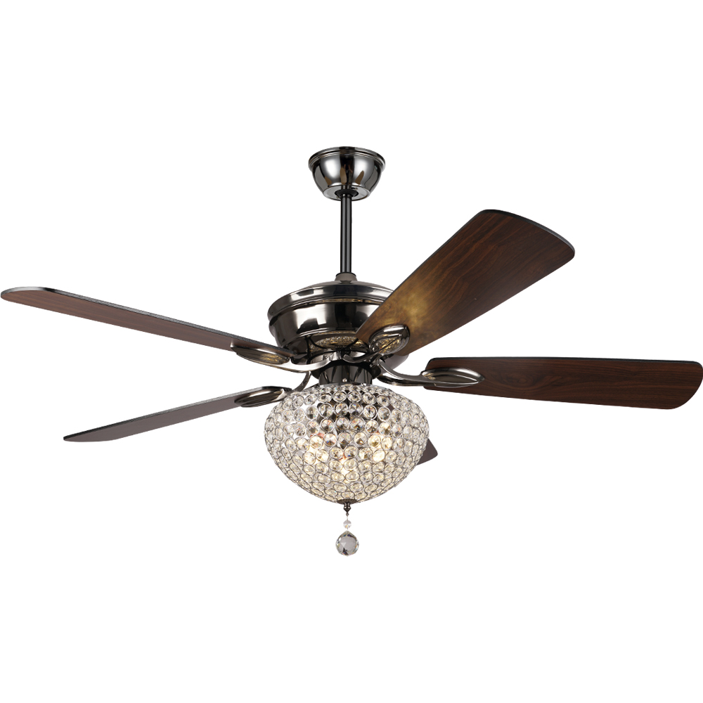BL-2535 52" 5 Pcs Composite Board Pearl Black Crystal Ceiling Fan With Light