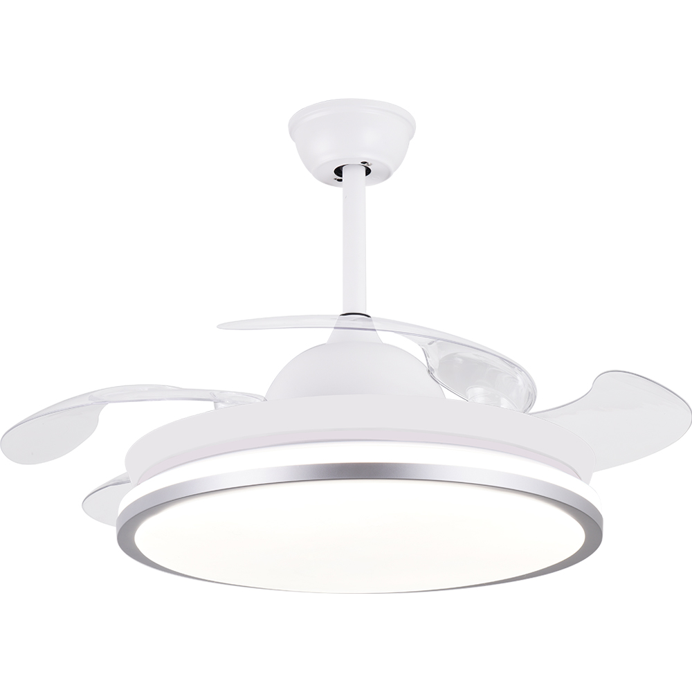 BL-2540 42"/48" 4 Pcs Pc White+Siver Ceiling Fan With Chandelier Light