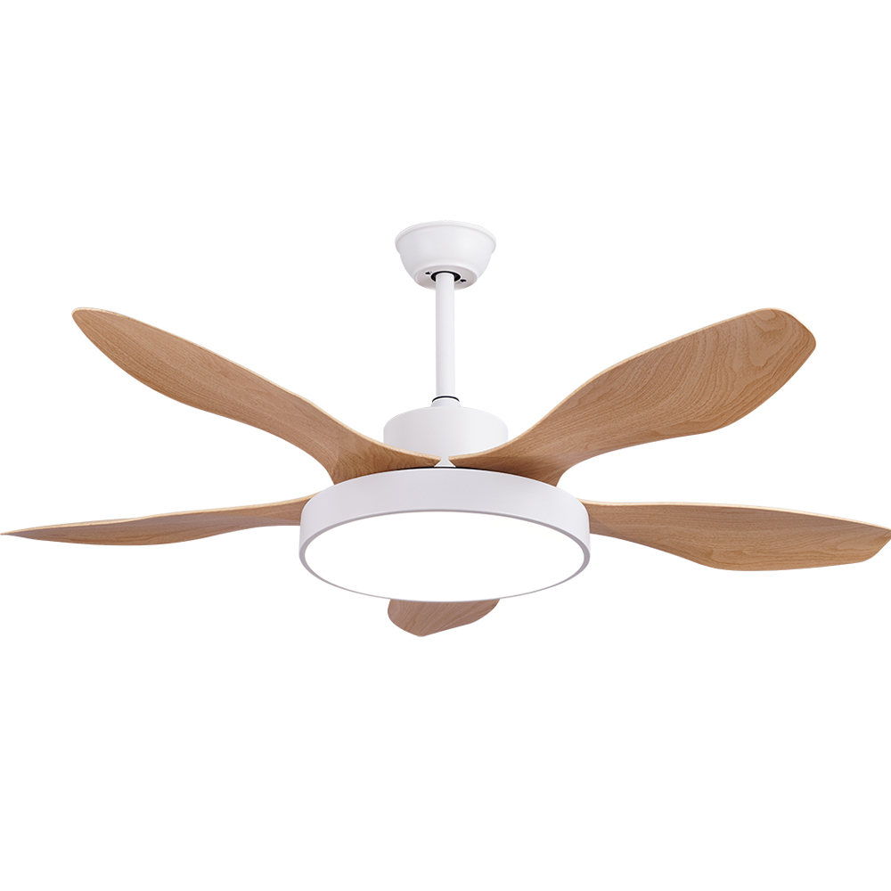 BL-2545 55" 5 Pcs Abs White+Light Wood Grain 220V Ceiling Fans With Light