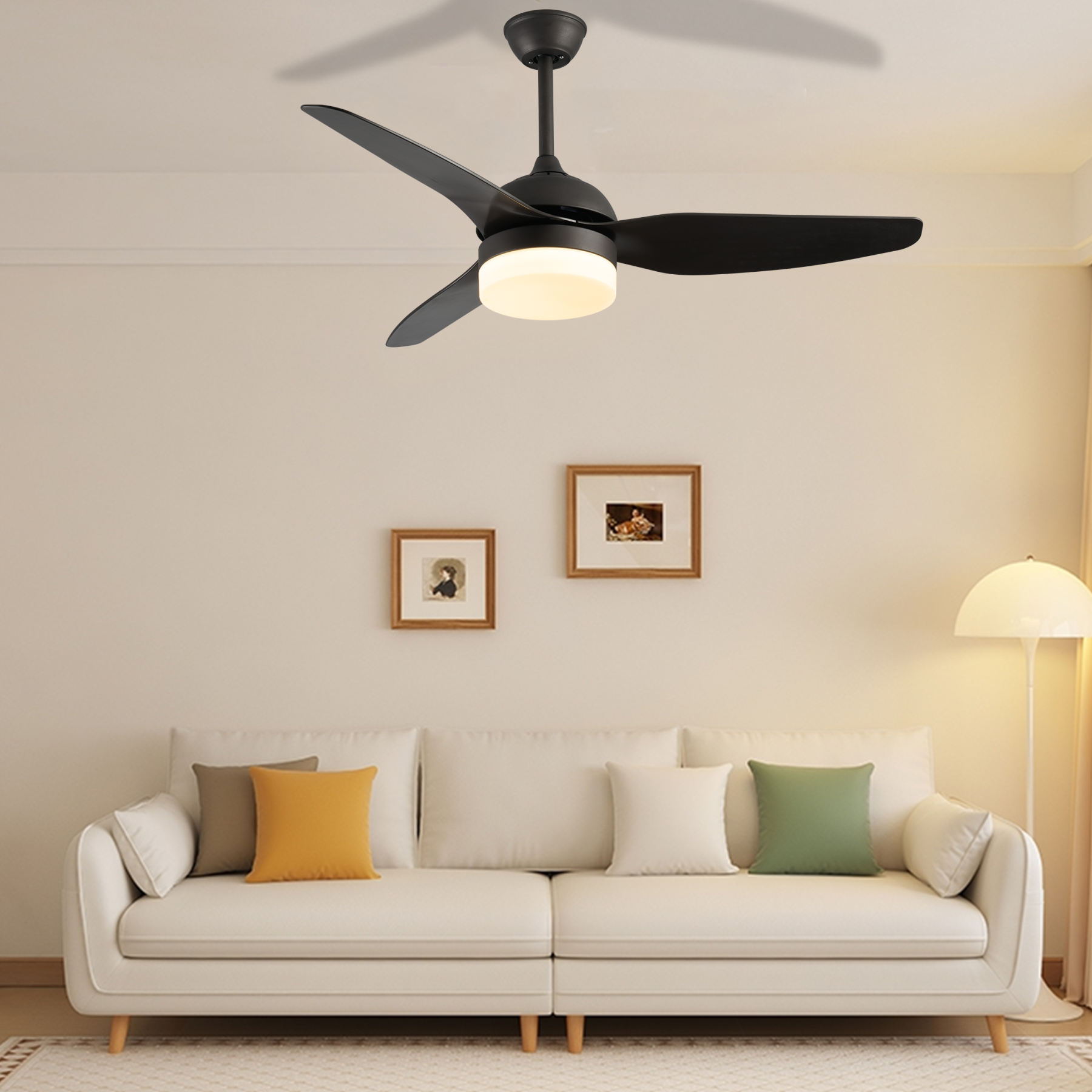 BL-2059 52" 3 Pcs Abs Coffee Remote Control Dimmable Ceiling Fan