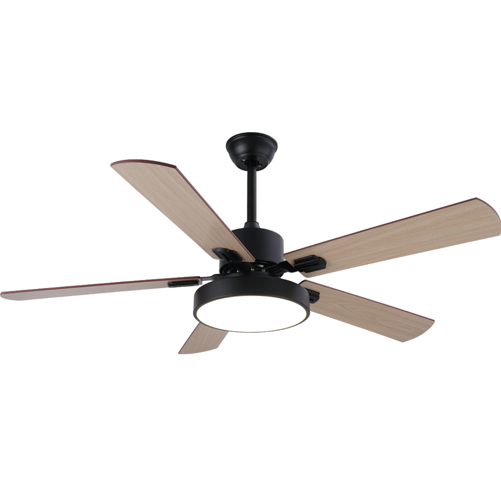 BL-2832 52" 5 Pcs Composite Board Black Dimmable Led Light Ceiling Fan