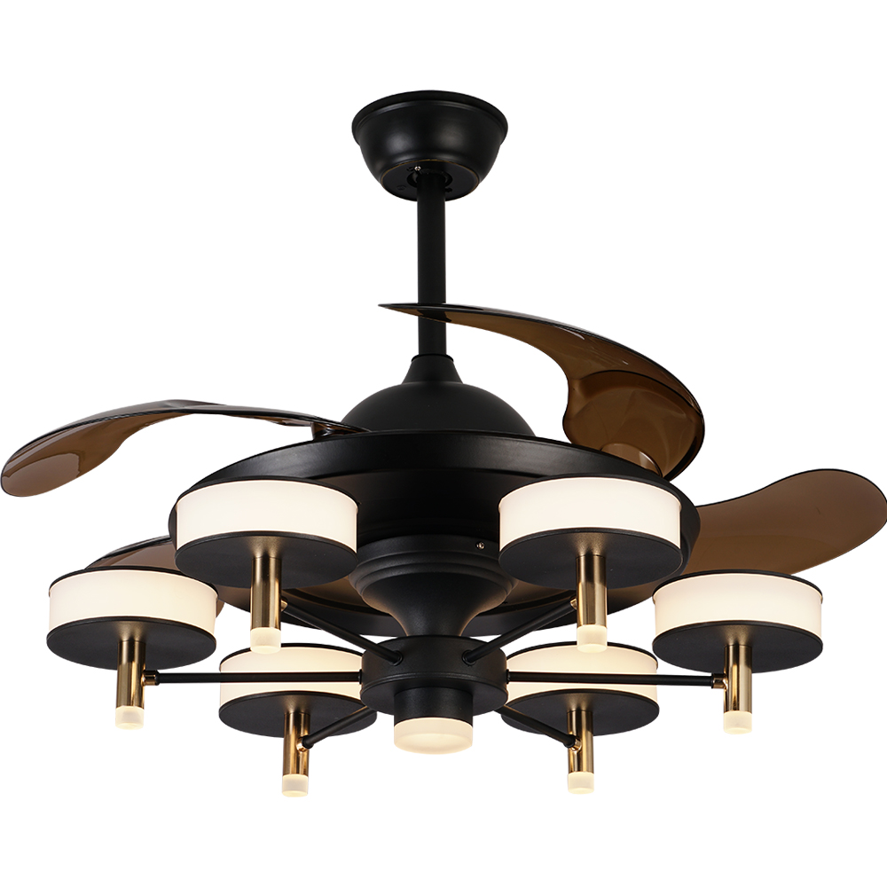 BL-2911 42"/48"  4 Pcs Pc Black+Gold Ceiling Fan With Light And Remote