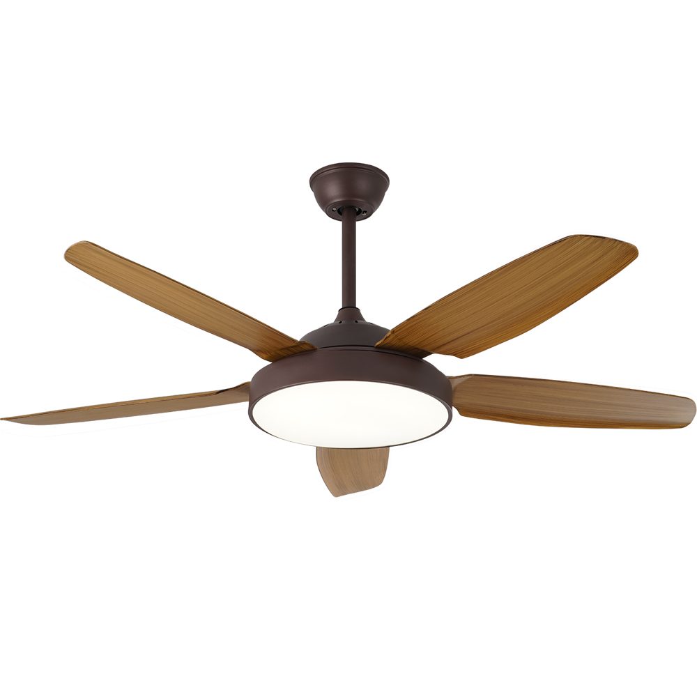 BL-1537 52" Coffee 5 pcs ABS Smart Ceiling Fan With Light