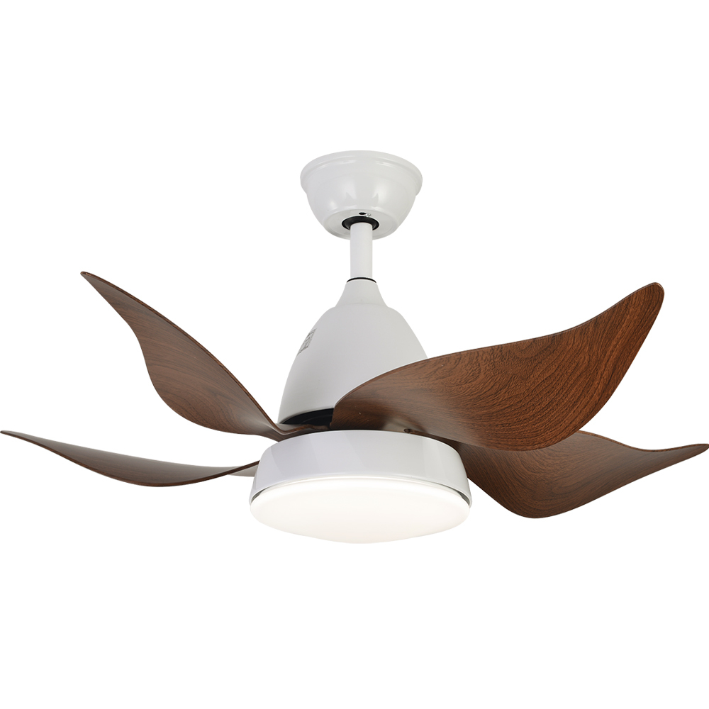 BL-2066 36" 5 pcs ABS Wood Grain Ceiling Fan With Led Lights Chandelier For Bedroom
