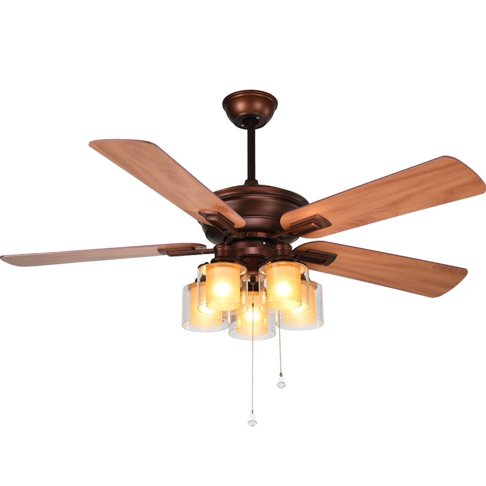 BL-2110 52"  5 pcs Composite Board Wood Grain Traditional Ceiling Fan With Light