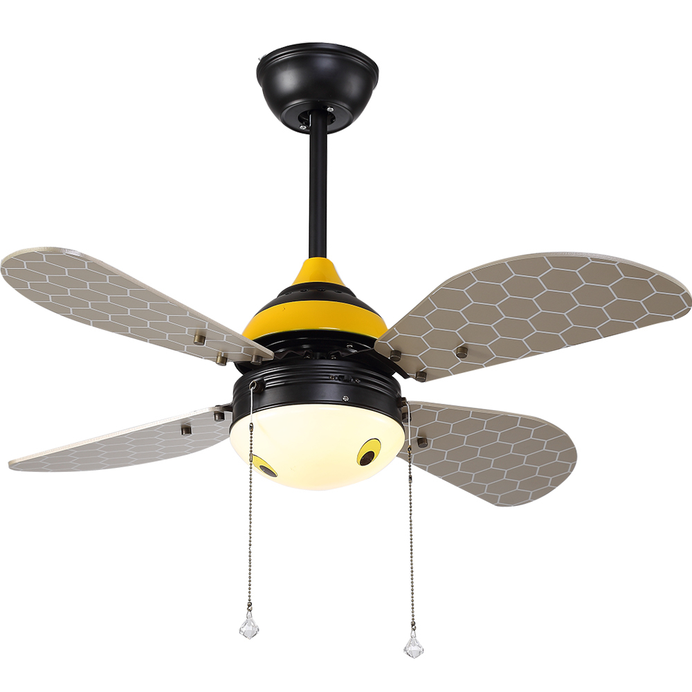 BL-2179 42" 4 Pcs Composite Board Black+Yellow Remote Control Led Ceiling Fans