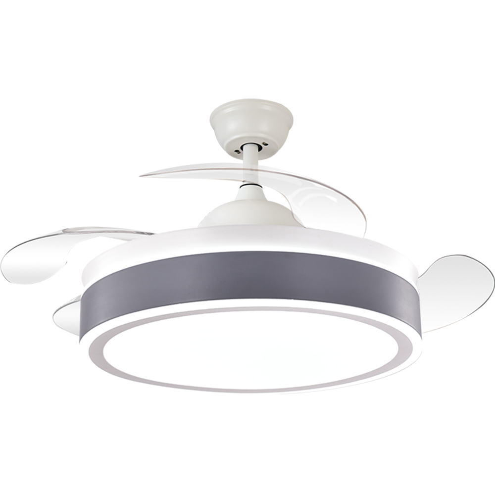 BL-2450 42"/48" 4 Pcs Pc White+Grey Grain Led Ceiling Fan With Lights Remote Control
