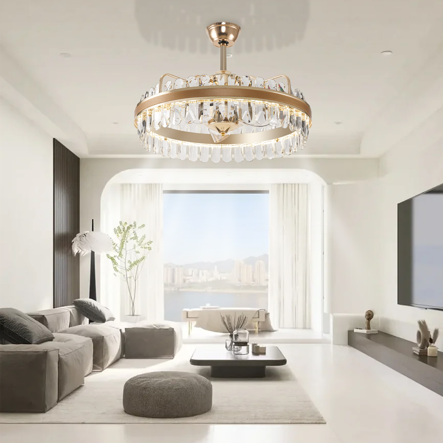 BL-7025 22" 3 Pcs Pc Gold Small Ceiling Fan With Remote