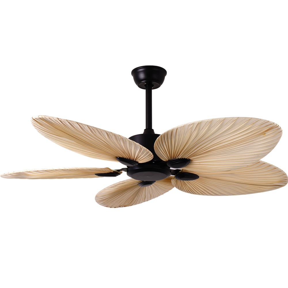 BL-2843 52" 5 pcs Wood Leaf Black Decorative Electric Ceiling Fan