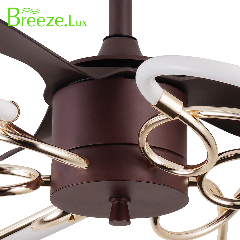 BL-7014 22" 3 Pcs Abs Coffee+Gold Ceiling Light With Fan And Remote