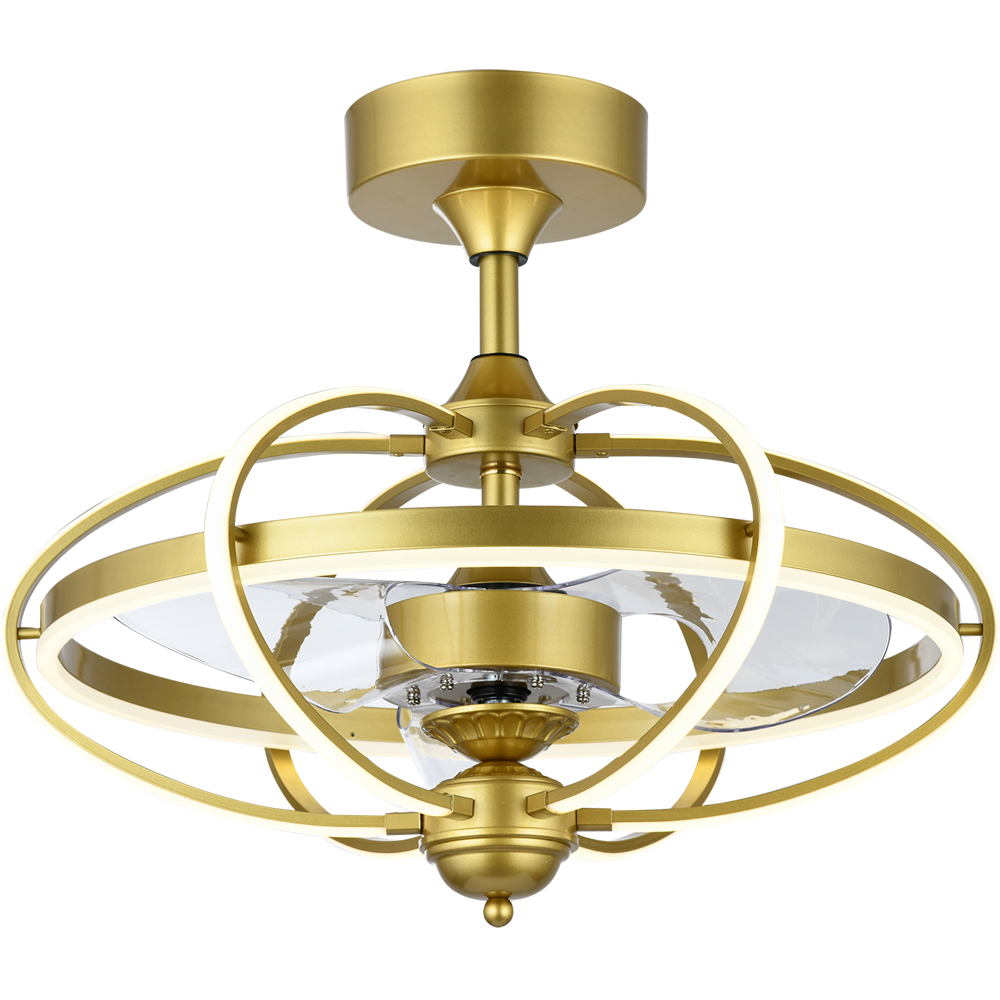 BL-19001 22" Silica+Acrylic/Pvc+Acrylic Gold Remote Control Ceiling Fan Light