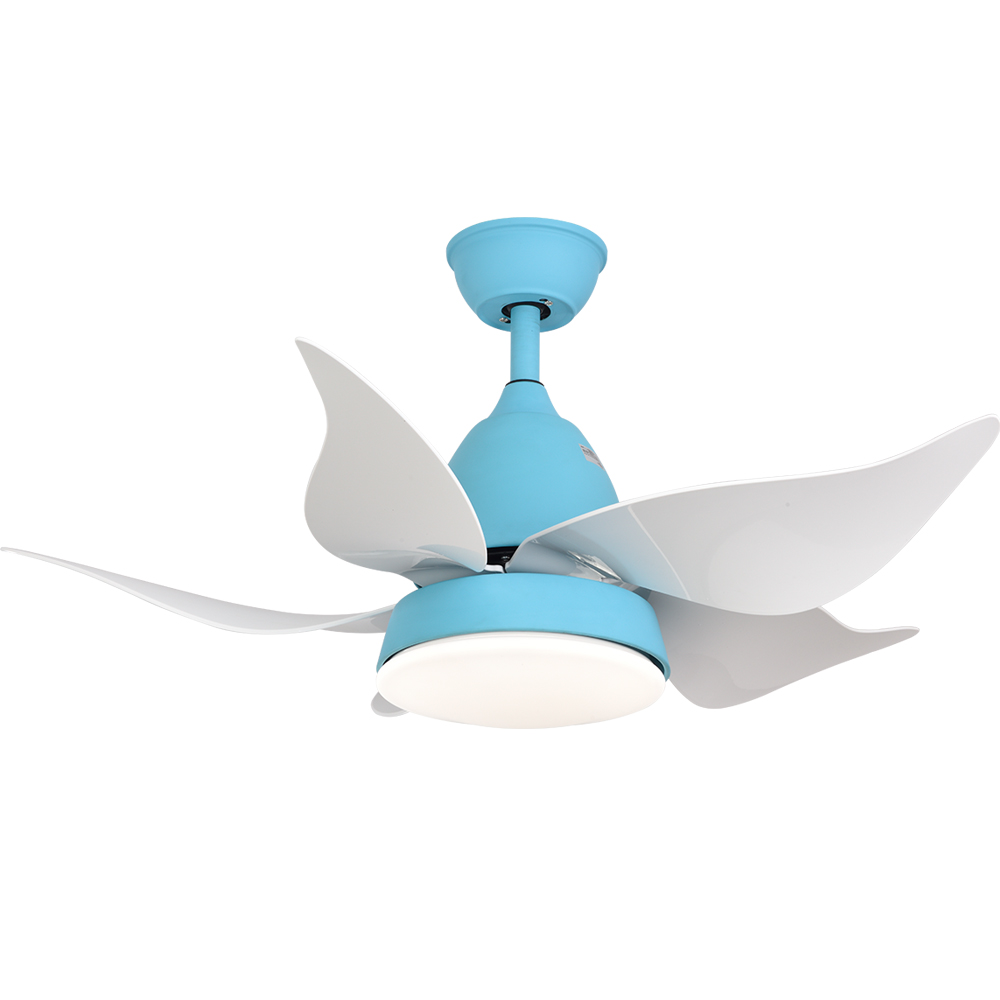 BL-2066 36"  5 pcs ABS Blue Ceiling Fan With Led Lights Chandelier For Bedroom