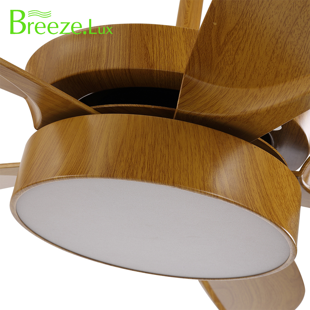 BL-2168 56" 5 Pcs Abs Wood Grain Three Color Dimmable Led Light Ceiling Fan
