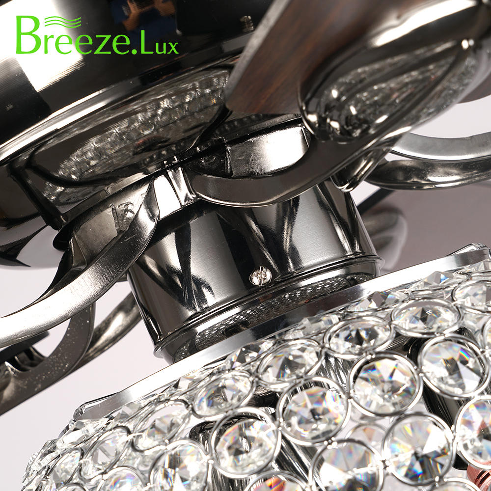 BL-2535 52" 5 Pcs Composite Board Pearl Black Crystal Ceiling Fan With Light