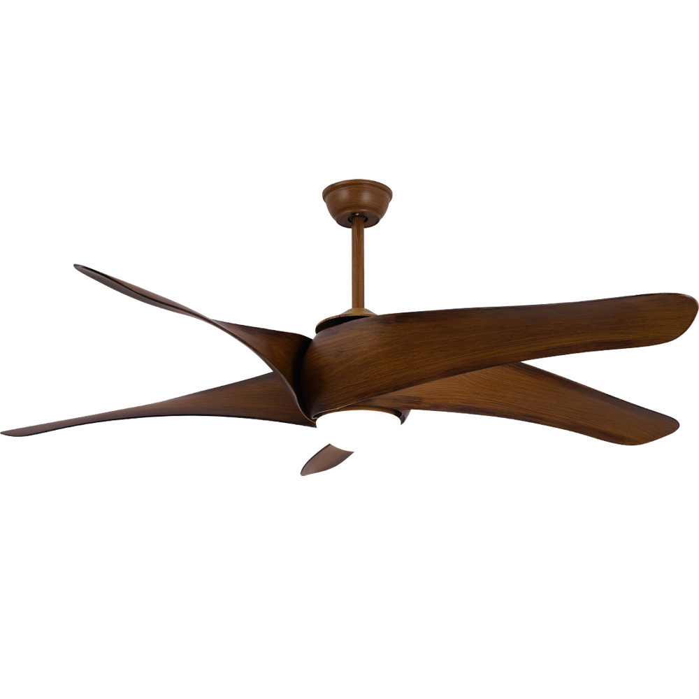 BL-2842 64" 5 Pcs Abs Dark Wood Grain Led Ceiling Fan Light Lamp Remote Control 110 Volt