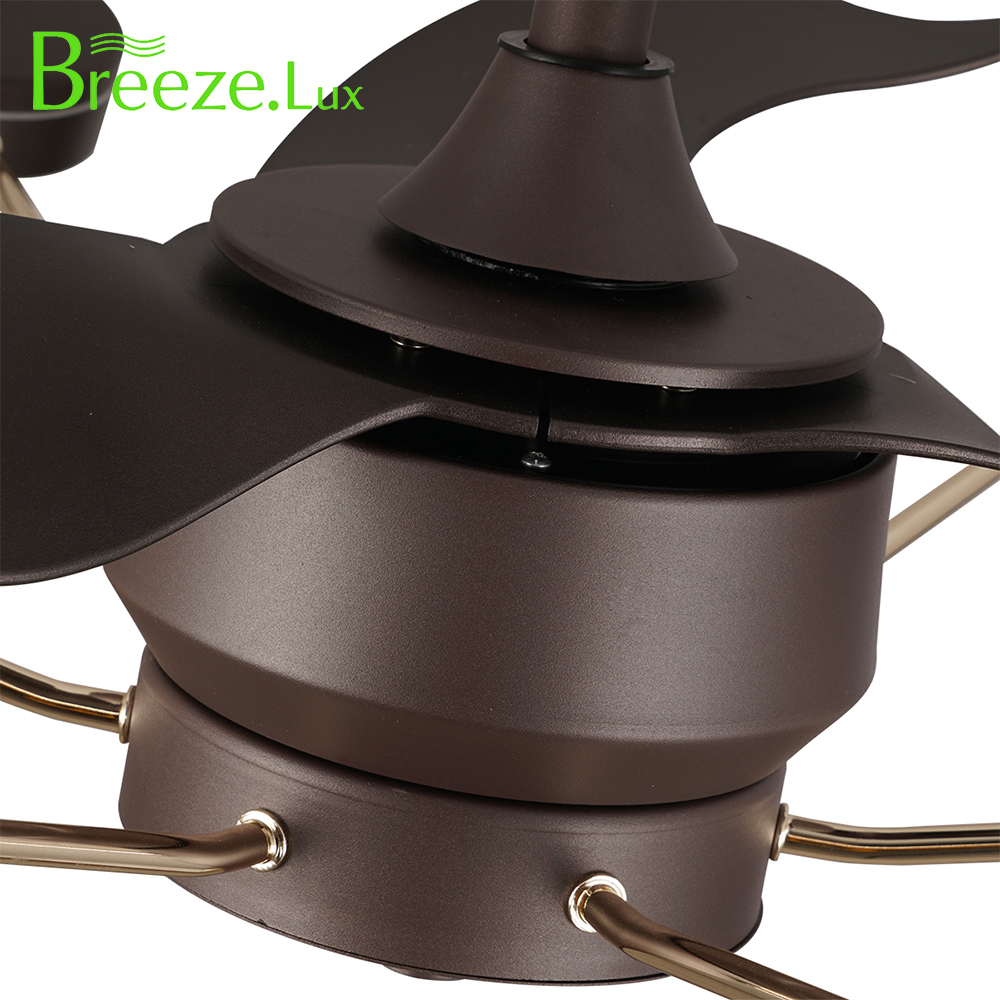 BL-7009 22" 3 Pcs Abs Coffee+Gold Smart Ceiling Fan With Light