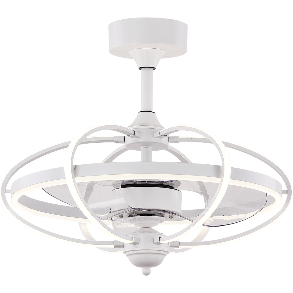 BL-19001 22" Silica+Acrylic/Pvc+Acrylic White Remote Control Ceiling Fan Light