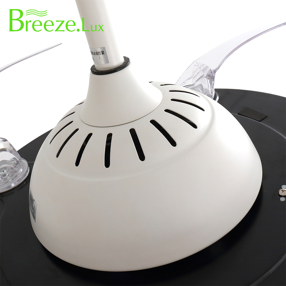 BL-2212 42"/48" 4 Pcs Pc White+Wood Grain Modern Ceiling Fan With Led Light Retractable