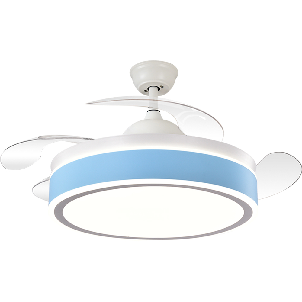 BL-2450 42"/48" 4 Pcs Pc White+Blue Grain Led Ceiling Fan With Lights Remote Control
