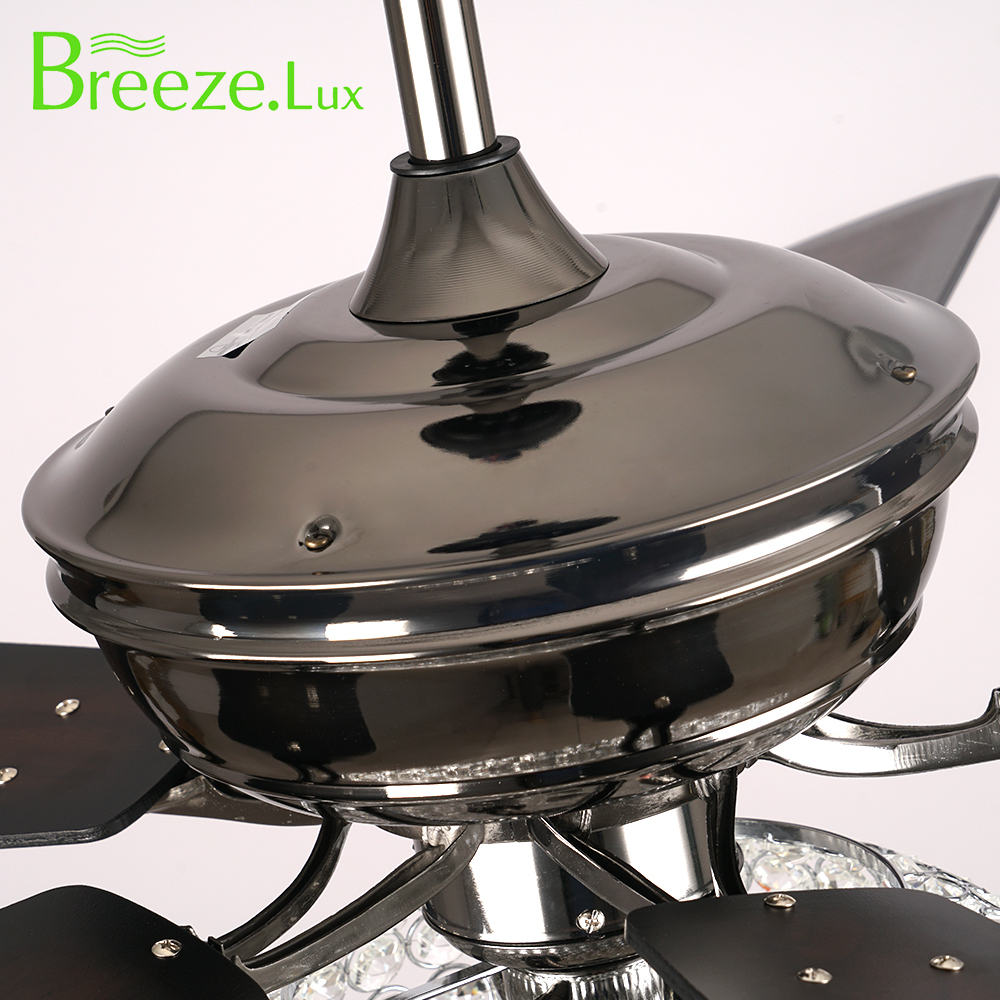BL-2535 52" 5 Pcs Composite Board Pearl Black Crystal Ceiling Fan With Light