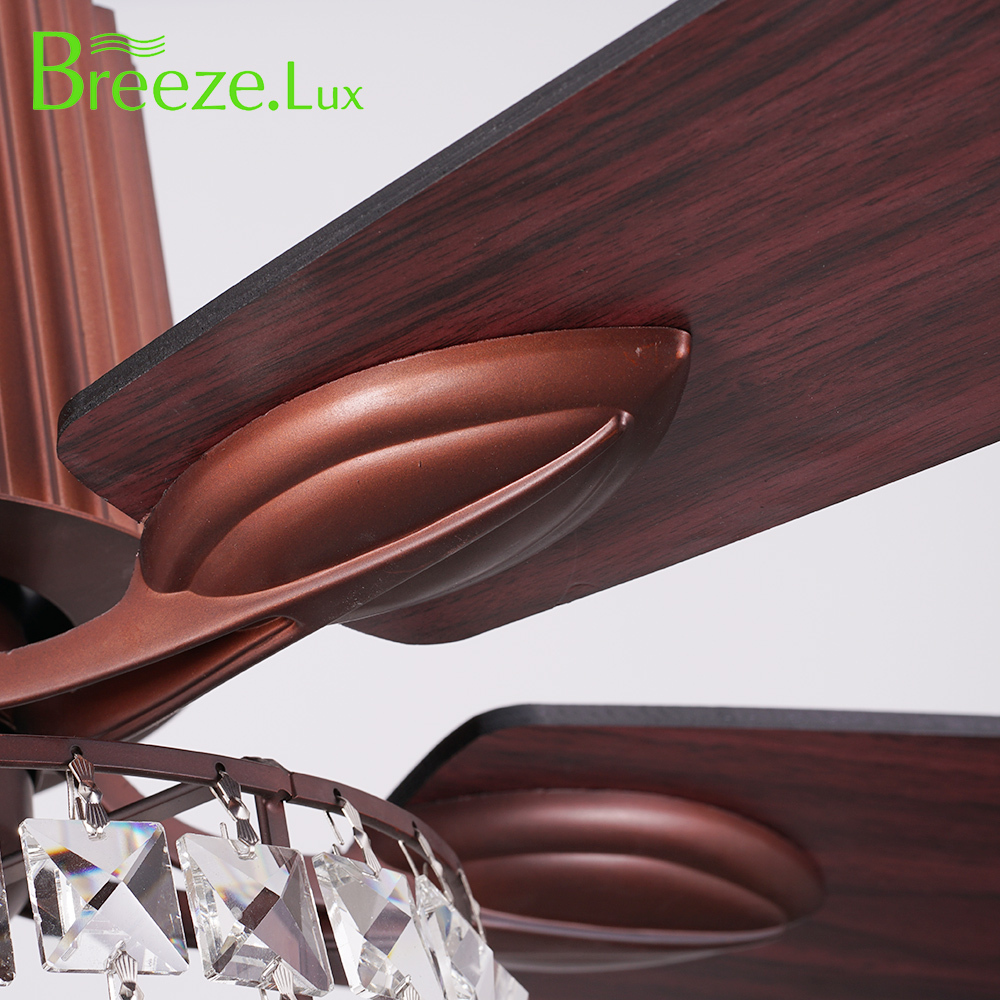 BL-2539 52" 5 Pcs Composite Board Coffee Crystal Chandelier Ceiling Fan