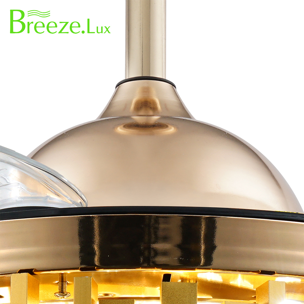 BL-2873 42"/48" 4 pcs PC S Gold Invisible Crystal Chandelier Ceiling Fan