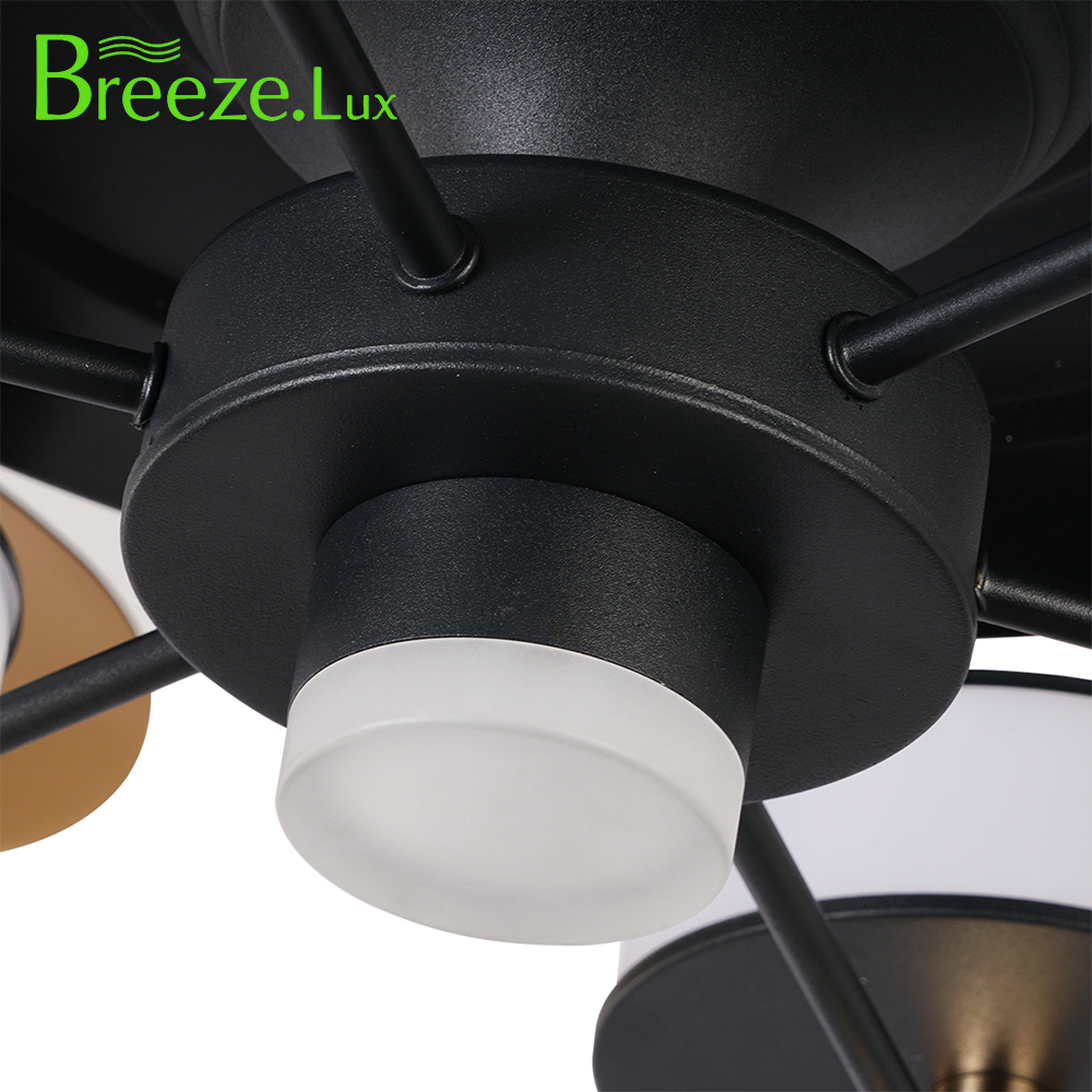 BL-2911 42"/48" 4 Pcs Pc Black+Gold Ceiling Fan With Light And Remote