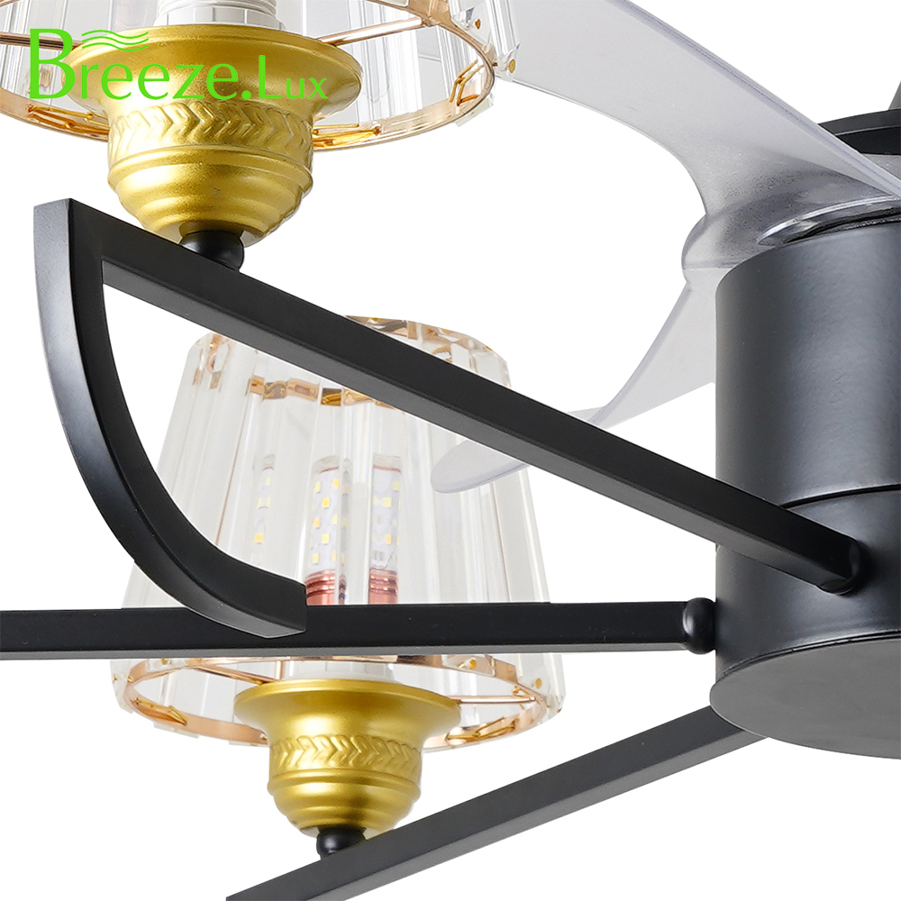 BL-7011 22" 3 Pcs Abs Black+Gold Ceiling Fan With Light Modern