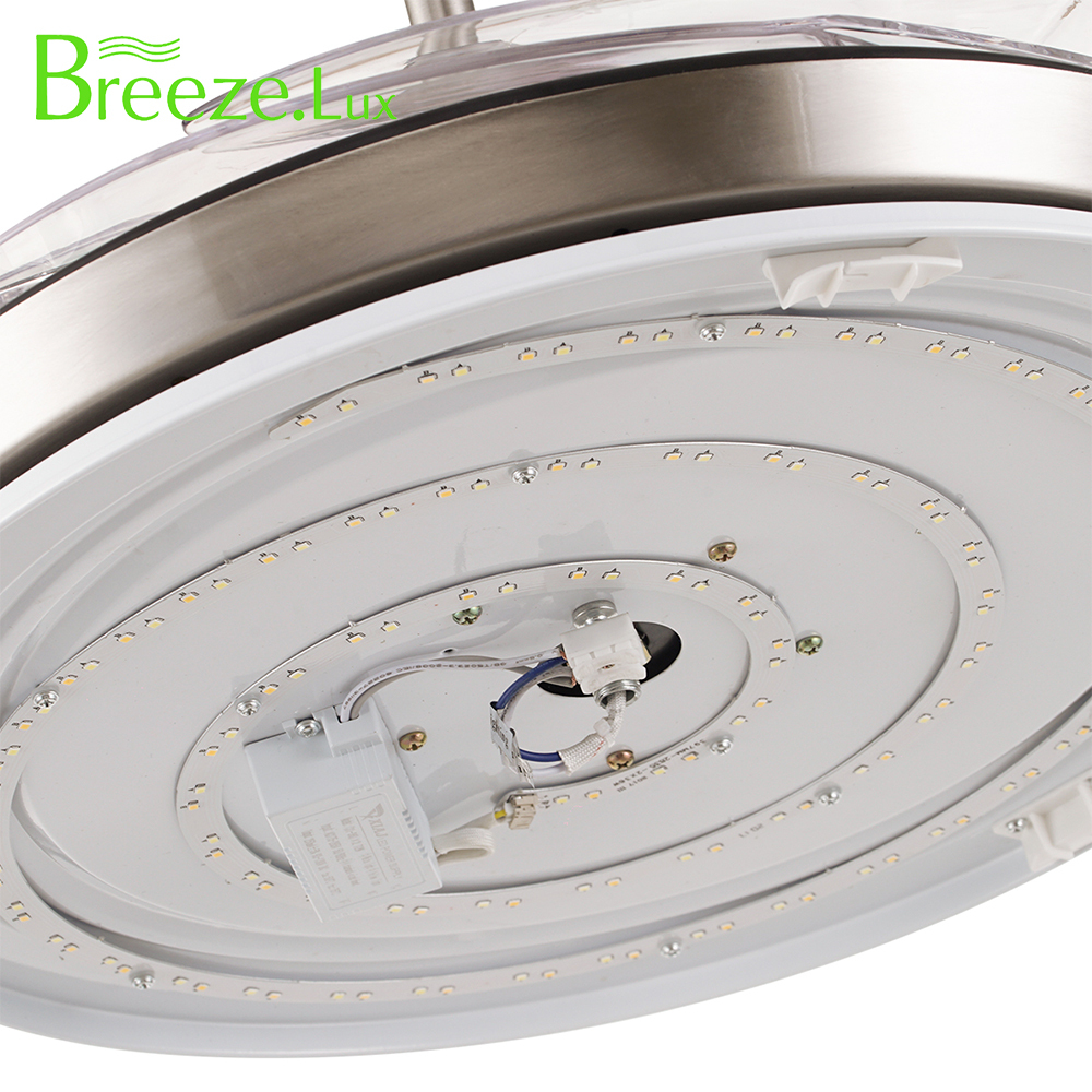 BL-2159 42"/48" 4 Pcs Pc Sand Nickel+Silver Retractable Blade Ceiling Fan With Light