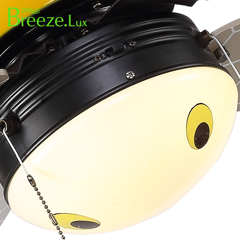 BL-2179 42" 4 Pcs Composite Board Black+Yellow Remote Control Led Ceiling Fans