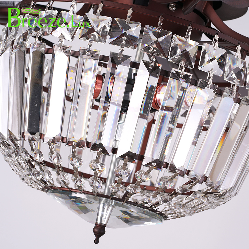 BL-2539 52" 5 Pcs Composite Board Coffee Crystal Chandelier Ceiling Fan