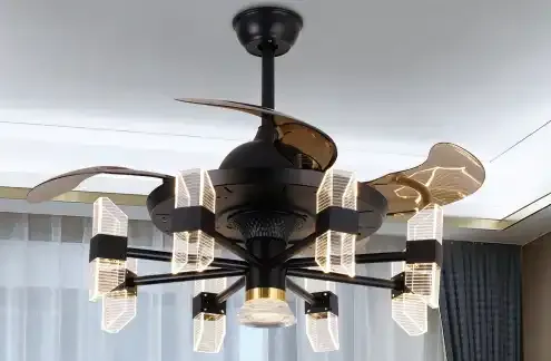 BL-2512 42"/48" 4 pcs PC Black+Gold Remote control luxury ceiling fans with light