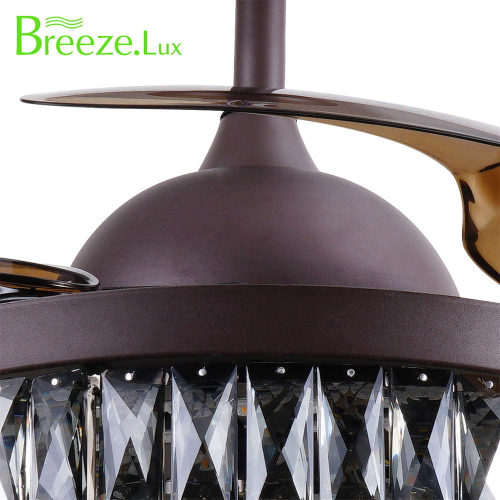 BL-2878 42''/48" 4 Pcs Pc Coffee Luxury Crystal Ceiling Fan Light