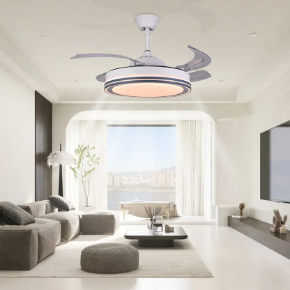 BL-3072 42''/48" 4 Pcs Pc White Electrical Ceiling Fan With Led Light