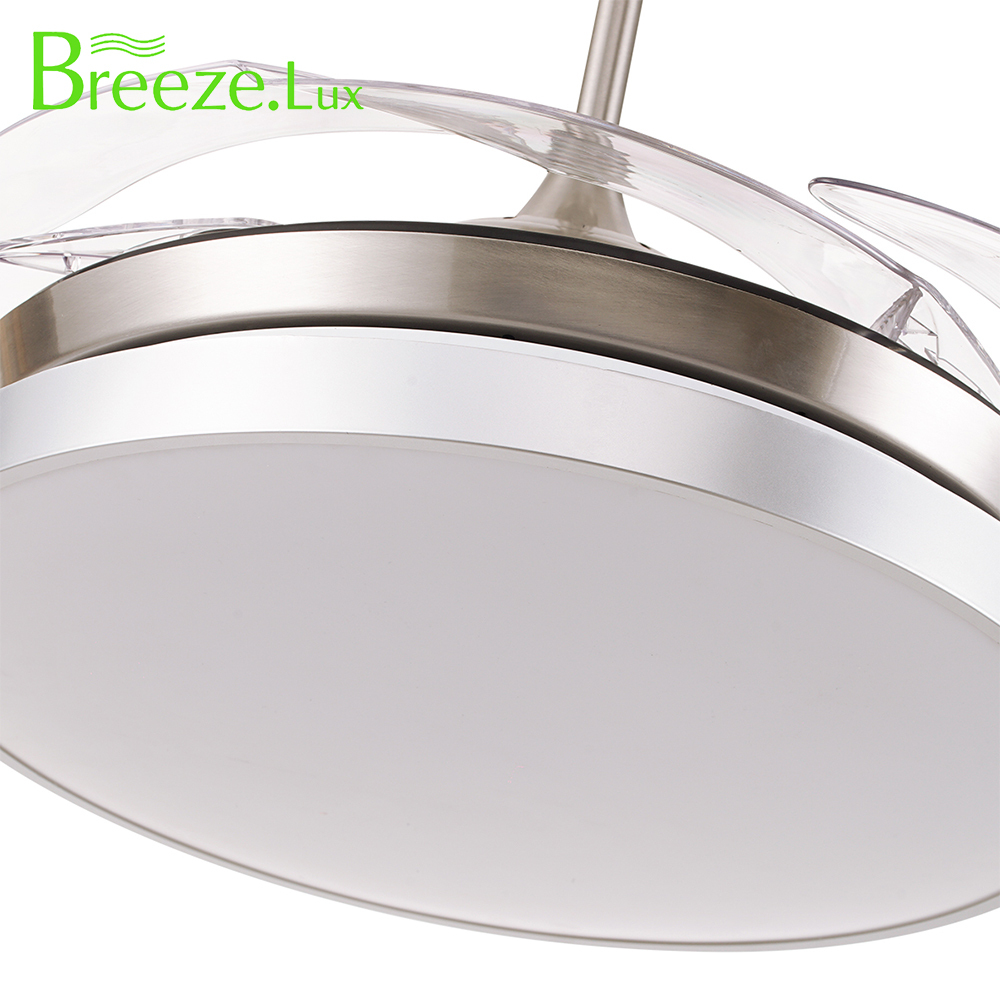 BL-2159 42"/48" 4 Pcs Pc Sand Nickel+Silver Retractable Blade Ceiling Fan With Light
