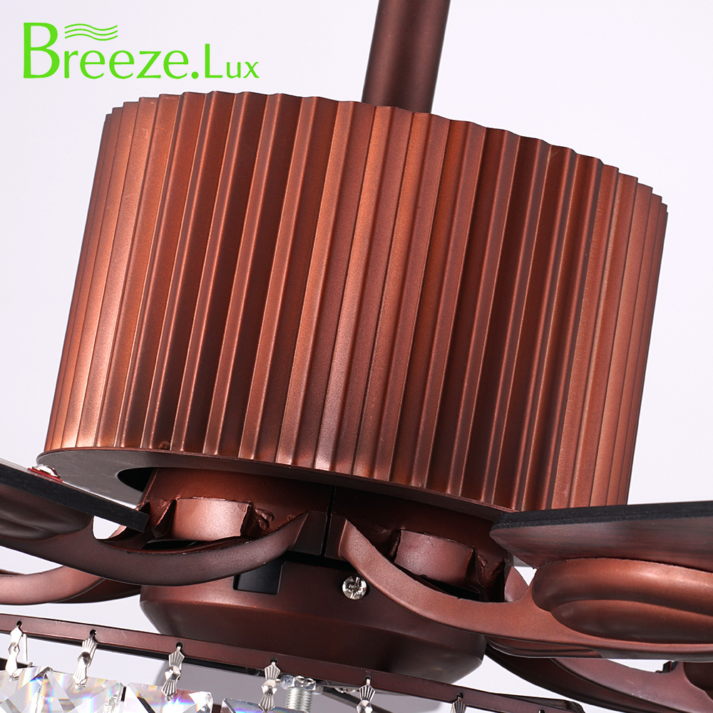 BL-2539 52" 5 Pcs Composite Board Coffee Crystal Chandelier Ceiling Fan