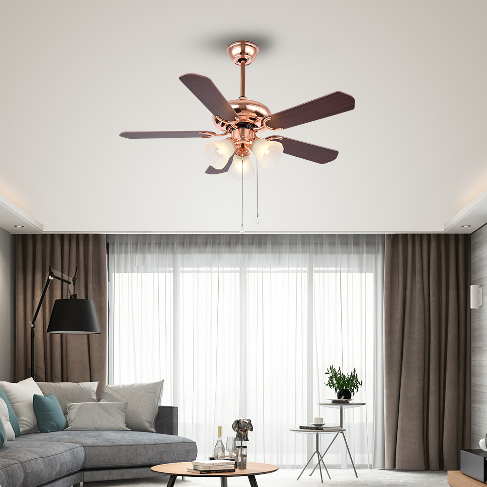 BL-1014 52" 5 Pcs Composite Board Rose Gold Retro Ceiling Fan