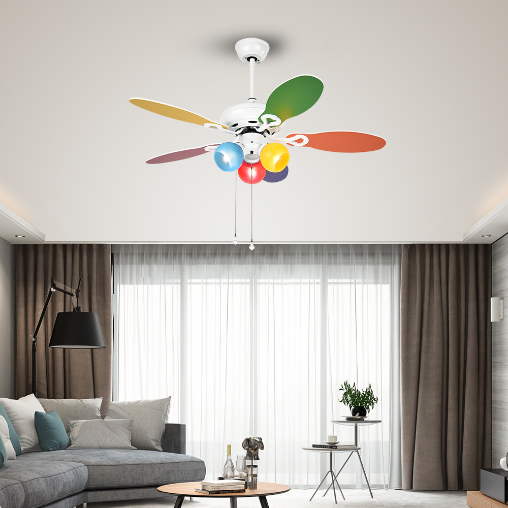 BL-1018 48" 5 Pcs Composite Board Muti-Color Chandelier With Fan Ceiling