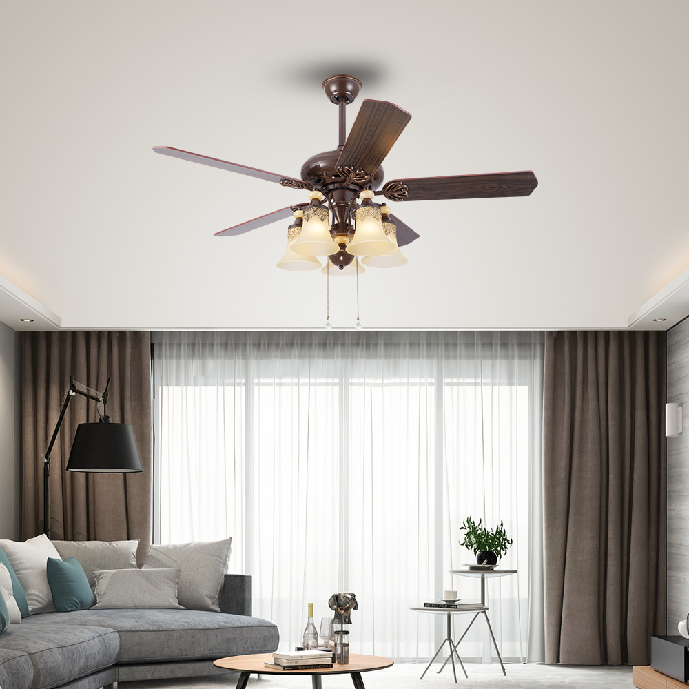 BL-1577 52" 5 Pcs Composite Board Black Remote Control Smart Fan Ceiling