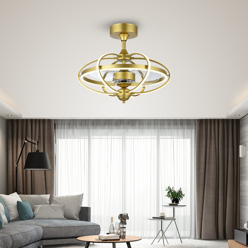 BL-19001 22" Silica+Acrylic/Pvc+Acrylic Gold Remote Control Ceiling Fan Light